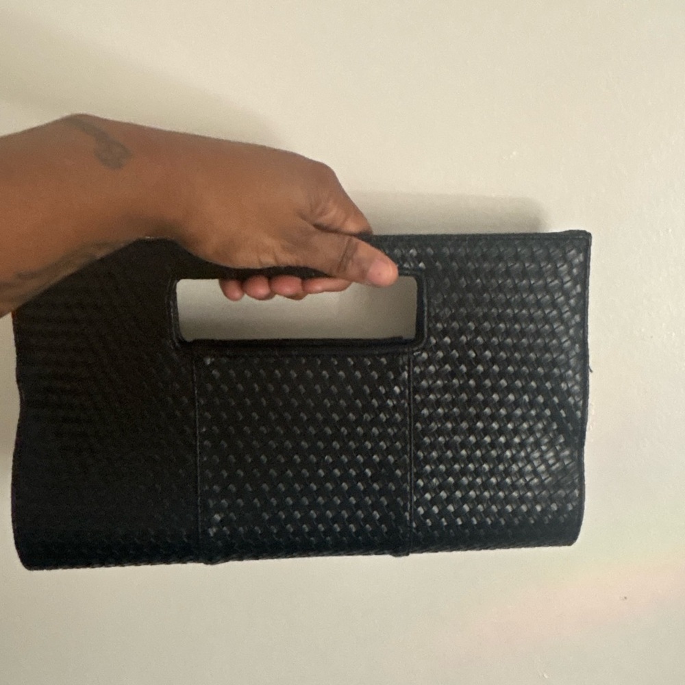 Charming Charlie Black Textured Clutch